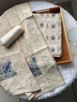 Load image into Gallery viewer, Unveiled Grace Navy Mul Cotton Jamdani Unstitched Suit Set