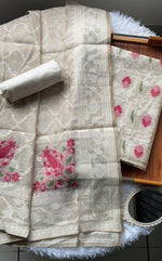 Load image into Gallery viewer, Unveiled Grace Red Mul Cotton Jamdani Unstitched Suit Set