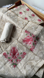 Load image into Gallery viewer, Unveiled Grace Red Mul Cotton Jamdani Unstitched Suit Set