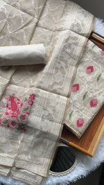 Load image into Gallery viewer, Unveiled Grace Red Mul Cotton Jamdani Unstitched Suit Set