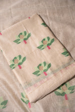 Load image into Gallery viewer, Simply Floral Beige & Green Cotton Unstitched Suit Set