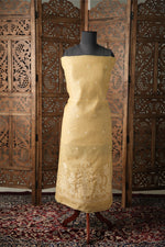 Load image into Gallery viewer, Elysian Weaves Yellow Jamdani Muga Cotton Unstitched Suit Set