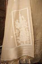 Load image into Gallery viewer, Elysian Weaves Beige Jamdani Muga Cotton Unstitched Suit Set