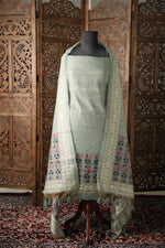 Load image into Gallery viewer, Threads & Tales Sky Blue Jamdani Muga Cotton Unstitched Suit Set