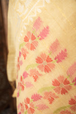Load image into Gallery viewer, Threads & Tales Yellow Jamdani Muga Cotton Unstitched Suit Set
