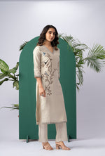 Load image into Gallery viewer, Canvas Chic Beige Viscose Cotton Stitched Suit Sets