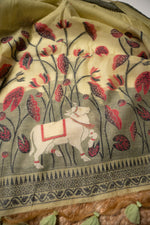 Load image into Gallery viewer, Celestial Cotton Green Jamdani Muga Cotton Unstitched Suit Set