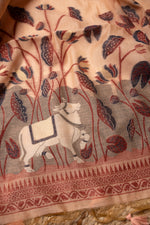 Load image into Gallery viewer, Celestial Cotton Peach Jamdani Muga Cotton Unstitched Suit Set