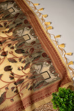 Load image into Gallery viewer, Celestial Cotton Yellow Jamdani Muga Cotton Unstitched Suit Set