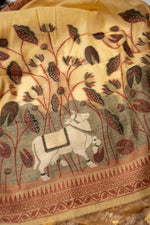 Load image into Gallery viewer, Celestial Cotton Yellow Jamdani Muga Cotton Unstitched Suit Set