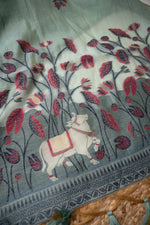 Load image into Gallery viewer, Celestial Cotton Sky Blue Jamdani Muga Cotton Unstitched Suit Set