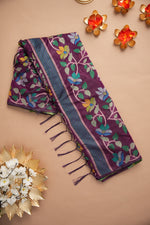 Load image into Gallery viewer, Karvaah Magenta Cotton Jamdani Saree