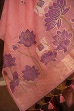 Load image into Gallery viewer, Contemporary Cow Pink Muga Cotton Jamdani Unstitched Suit Set