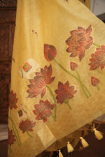 Load image into Gallery viewer, Contemporary Cow Yellow Muga Cotton Jamdani Unstitched Suit Set