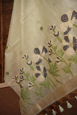 Load image into Gallery viewer, Bovine Chic Green Muga Cotton Jamdani Unstitched Suit Set