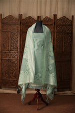 Load image into Gallery viewer, Simply Chic Sky Blue Muga Cotton Jamdani Unstitched Suit Set