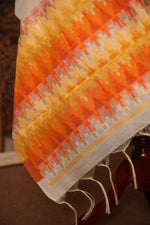 Load image into Gallery viewer, Everyday Elegance White & Orange Muga Cotton Unstitched Suit Set