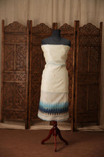 Load image into Gallery viewer, Everyday Elegance White & Blue Muga Cotton Unstitched Suit Set