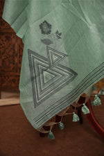 Load image into Gallery viewer, Midnight Bloom Sky Blue Muga Cotton Unstitched Suit Set