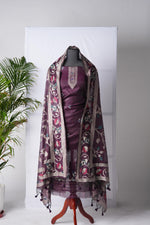 Load image into Gallery viewer, Rich Hues Wine Soft Cotton Jamdani Unstitched Suit Set