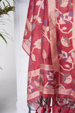 Load image into Gallery viewer, Rich Hues Red Soft Cotton Jamdani Unstitched Suit Set