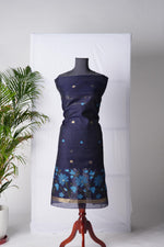 Load image into Gallery viewer, Dream Weaver Navy Muga Cotton Jamdani Unstitched Suit Set