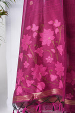 Load image into Gallery viewer, Dream Weaver Rani Pink Muga Cotton Jamdani Unstitched Suit Set