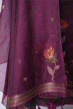Load image into Gallery viewer, Misty Wefts Jamun Wine Muga Cotton Jamdani Unstitched Suit Set