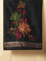 Load image into Gallery viewer, Misty Wefts Black Muga Cotton Jamdani Unstitched Suit Set