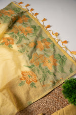 Load image into Gallery viewer, Trendy Tales Yellow Cotton Unstitched Suit Set