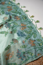 Load image into Gallery viewer, Trendy Tales Teal Cotton Unstitched Suit Set