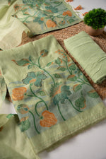 Load image into Gallery viewer, Trendy Tales Green Cotton Unstitched Suit Set