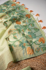 Load image into Gallery viewer, Trendy Tales Green Cotton Unstitched Suit Set