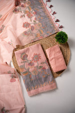 Load image into Gallery viewer, Trendy Tales Pink Cotton Unstitched Suit Set