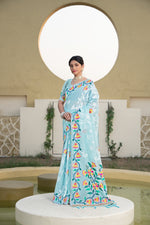 Load image into Gallery viewer, Kaashi Sky Blue Cotton Jamdani Saree