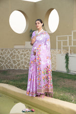 Load image into Gallery viewer, Kaashi Lavender Cotton Jamdani Saree
