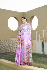 Load image into Gallery viewer, Kaashi Lavender Cotton Jamdani Saree
