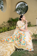 Load image into Gallery viewer, Kaashi Off-White Cotton Jamdani Saree
