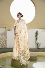 Load image into Gallery viewer, Kaashi Off-White Cotton Jamdani Saree