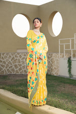 Load image into Gallery viewer, Kaashi Yellow Cotton Jamdani Saree