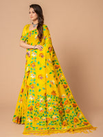 Load image into Gallery viewer, Karvaah Blissful Yellow Cotton Jamdani Saree