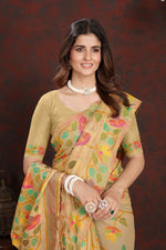 Load image into Gallery viewer, Karvaah Beige Cotton Jamdani Saree