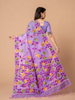 Load image into Gallery viewer, Karvaah Iris Purple Cotton Jamdani Saree