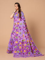 Load image into Gallery viewer, Karvaah Iris Purple Cotton Jamdani Saree