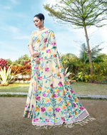 Load image into Gallery viewer, Karvaah Off-White Soft Cotton Jamdani Saree
