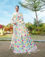 Load image into Gallery viewer, Karvaah Off-White Soft Cotton Jamdani Saree