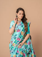 Load image into Gallery viewer, Karvaah Sky Blue Cotton Jamdani Saree