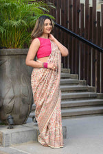 Load image into Gallery viewer, Kashida Salt White Jamewar Kashmiri Soft Modal Silk Saree