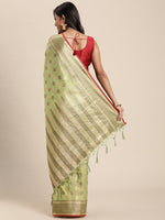 Load image into Gallery viewer, Kesar Sheen Green Zari Woven Design Banarasi Pure Cotton Saree