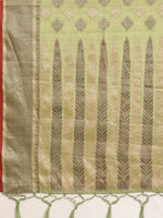 Load image into Gallery viewer, Kesar Sheen Green Zari Woven Design Banarasi Pure Cotton Saree